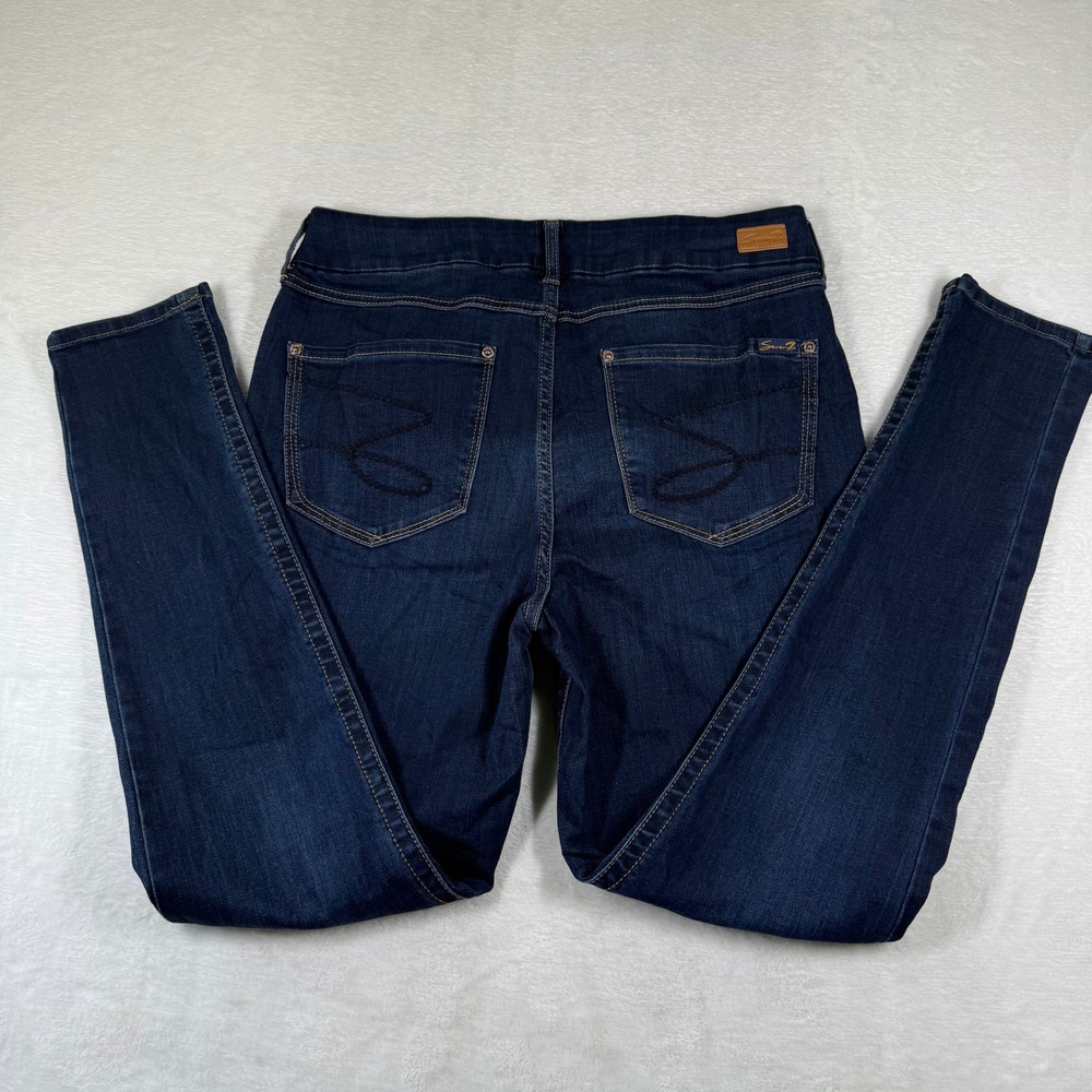 Seven7 Tummyless‎ High Rise Skinny Jeans Womens 12 Dark Wash Stretch Blue Denim